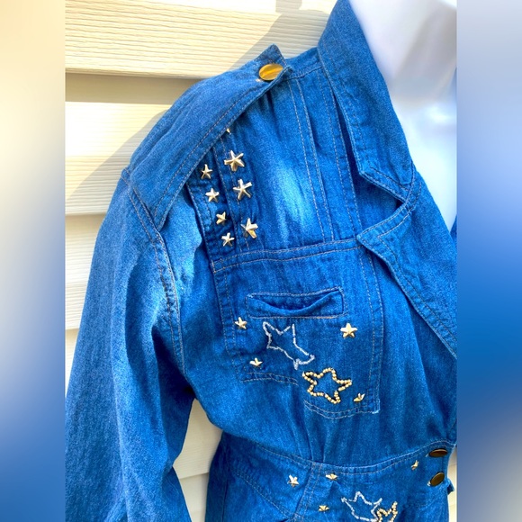 VTG | DENIM JUMPSUIT WITH BEAD EMBELLISHMENTS - Picture 3 of 5